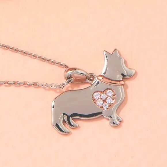 Sterling Silver Corgi Pendant Necklace - Picture 2 of 6